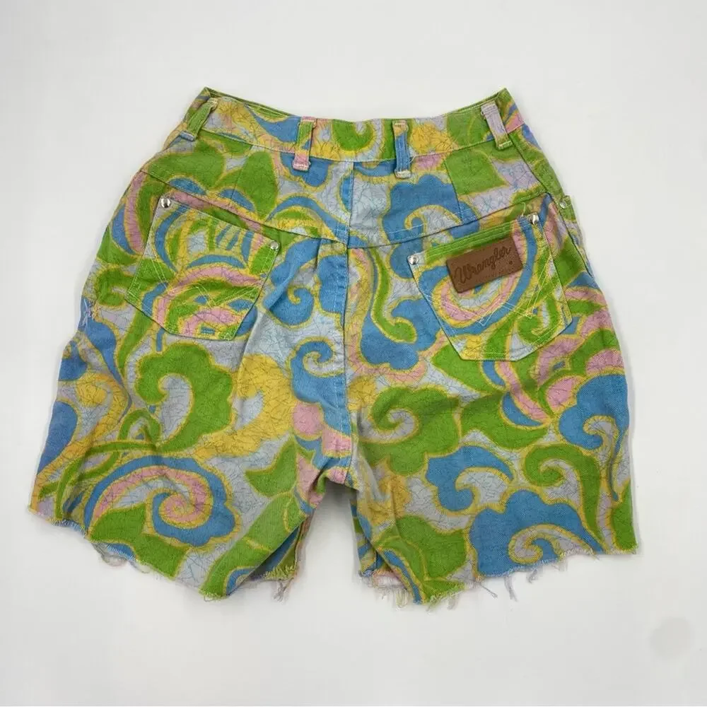Wrangler Vintage 60s 70s‎ Jeans Shorts Cut Offs Psychedelic Hippie high waisted